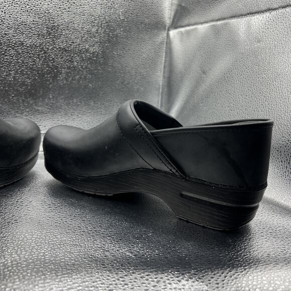 Dansko 38 Clogs Black Smooth Leather 7.5-8 Professional Nursing Comfort size 40 - Picture 10 of 13